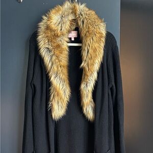 Show Me Your Mumu Lombardi Duster in Black with Faux Fur Trim